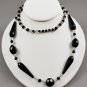 Vintage Pull-Over Necklace w/ Black and Clear Plastic Beads