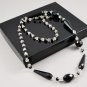 Vintage Pull-Over Necklace w/ Black and Clear Plastic Beads
