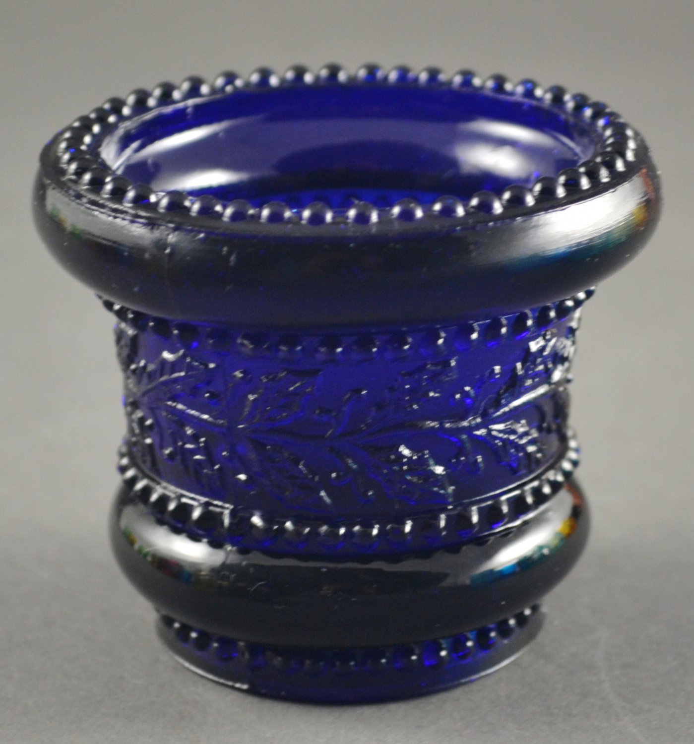 St Clair Or Summit Cobalt Blue Vintage Glass Holly Toothpick Holder