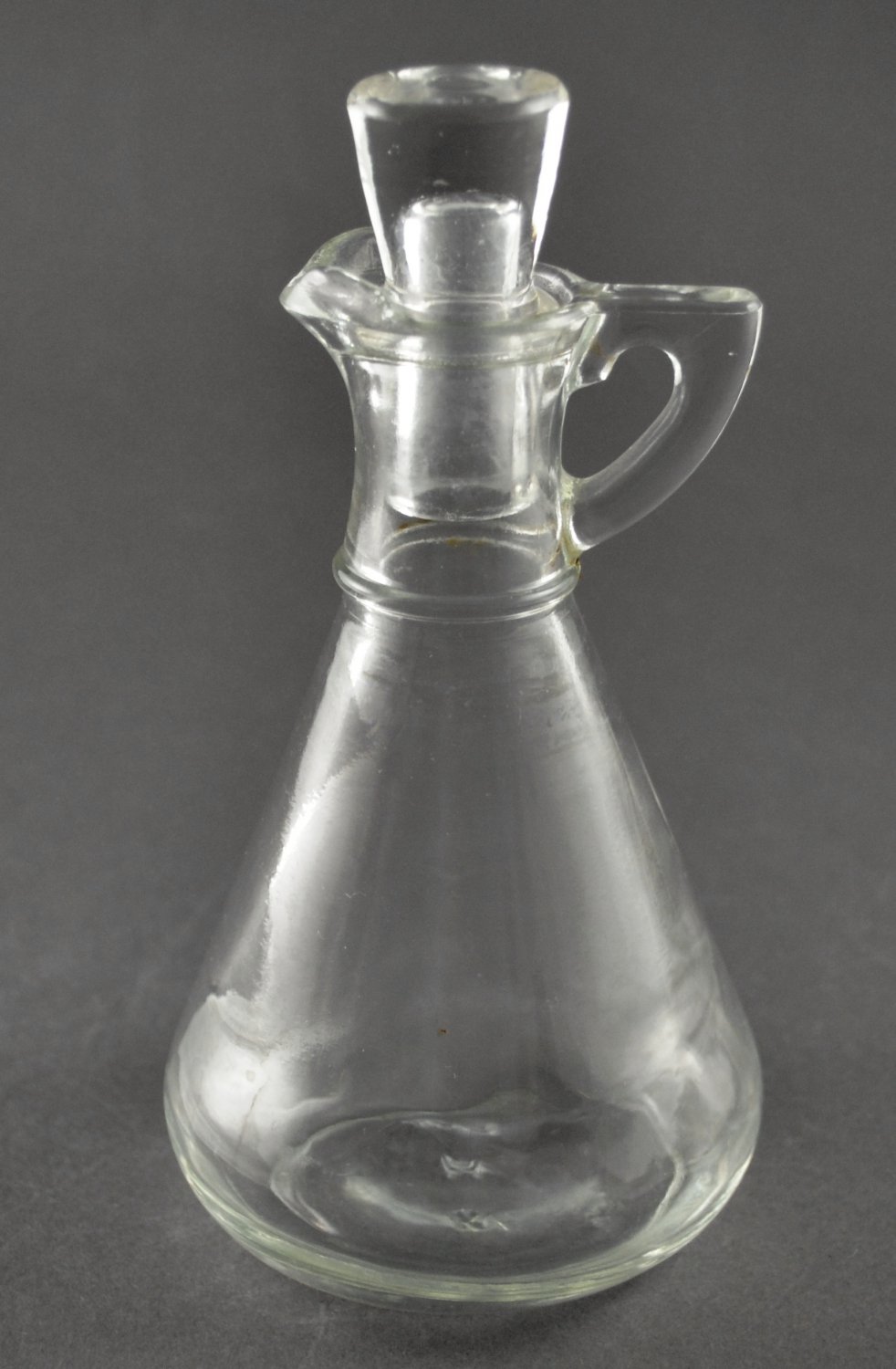 Hazel Atlas Vintage Clear Glass Vinegar Cruet with Stopper