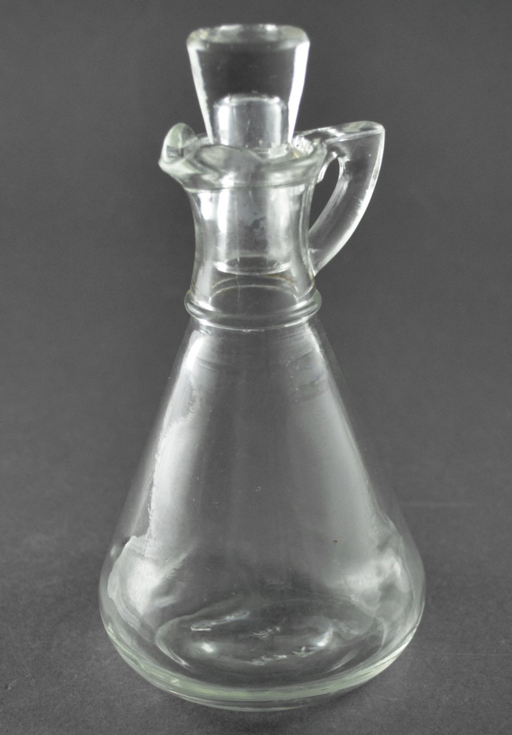 Hazel Atlas Vintage Clear Glass Vinegar Cruet with Stopper