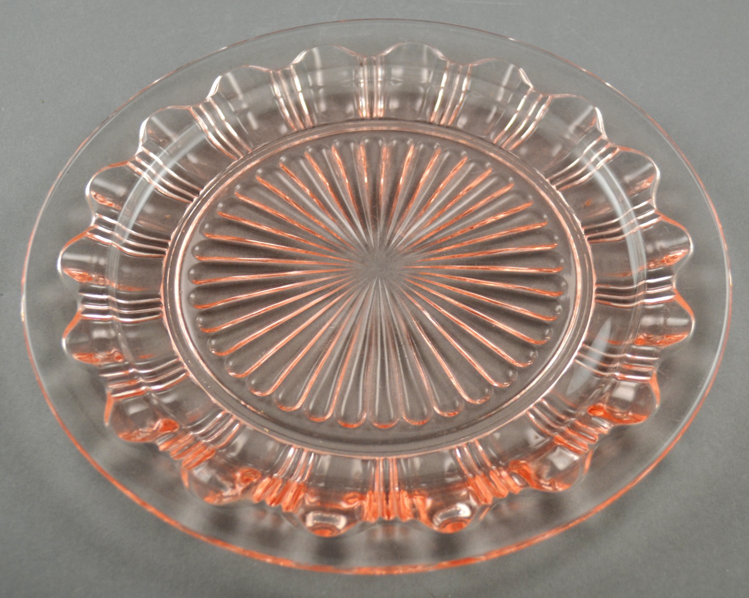 Hocking Depression Glass Colonial Knife & Fork Pink Dinner Plate