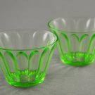Pair of Hazel Atlas Green Jell-O Mold Depression Glass Dishes