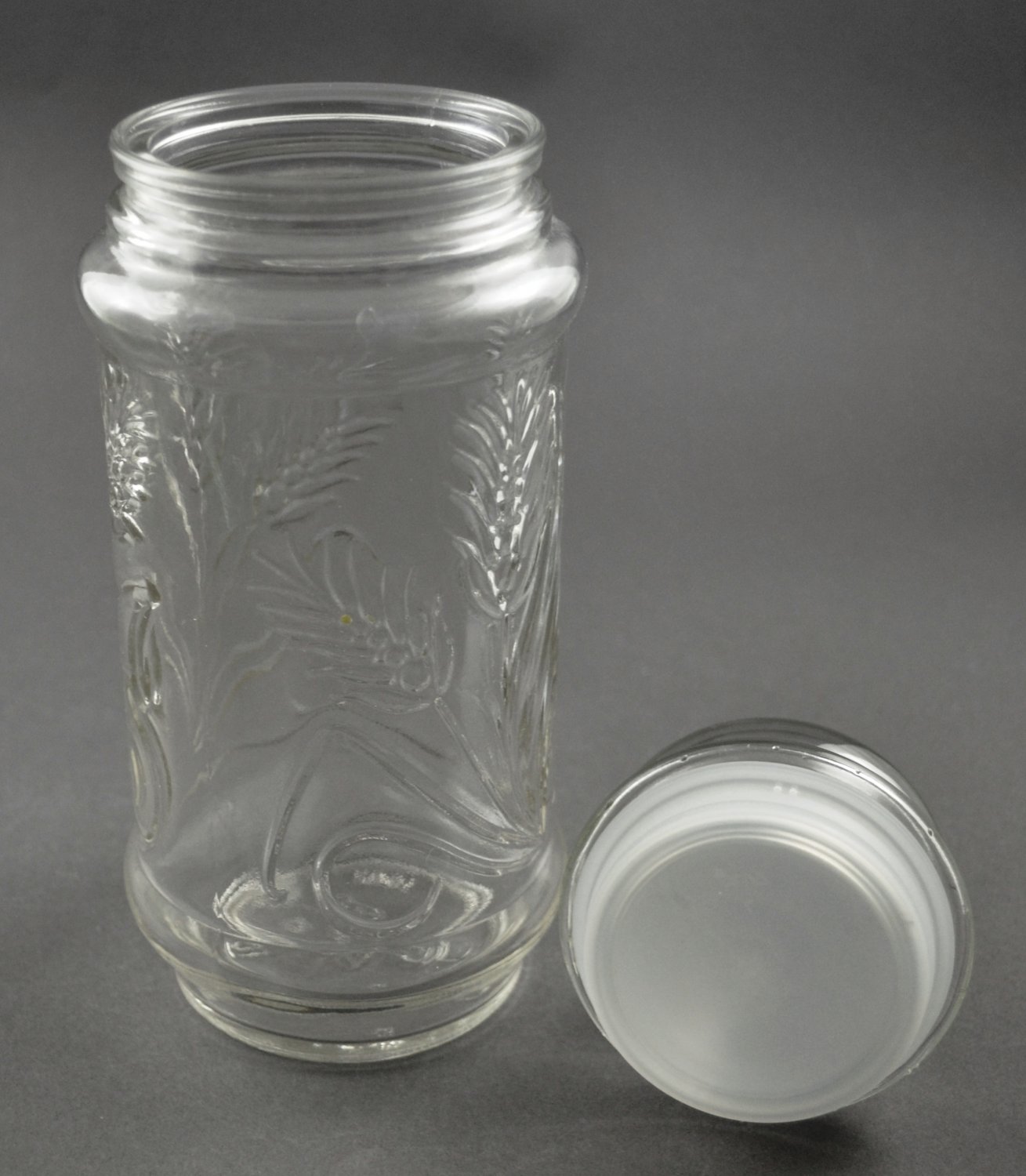 Anchor Hocking 1982 Mr. Peanut Planters Clear Glass Food Snack Canister Jar