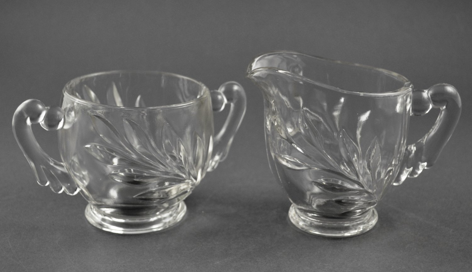 Indiana Glass Oleander Willow Clear Sugar And Creamer Set 7818