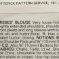 Butterick 5714 Sewing Pattern Misses' Blouse Size 6-8-10