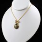 1988 Avon Easter Egg Pendant Necklace Teal Enamel in Goldtone Setting