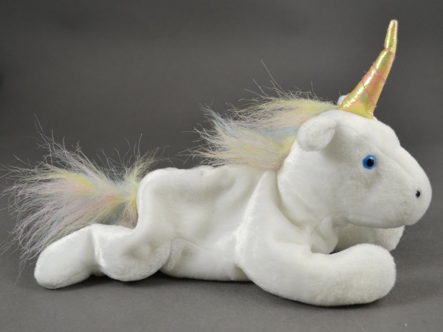 Ty Beanie Baby Mystic the Unicorn Rainbow Mane Iridescent Horn Retired ...