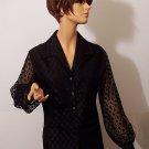 Judy Bond Vintage 60s Black Lace Blouse Top M Bust 40