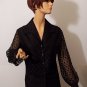 Judy Bond Vintage 60s Black Lace Blouse Top M Bust 40