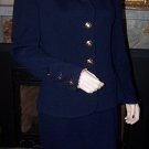 ST JOHN BASICS LABEL SANTANA BLUE POWER SKIRT SUIT SIZE 8 Bust 40 Waist 28 - 36