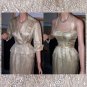 40's Gold Brocade Wiggle Bombshell Halter Vintage Dress & Jeweled Jacket Set