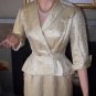 40's Gold Brocade Wiggle Bombshell Halter Vintage Dress & Jeweled Jacket Set