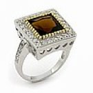B-SGRW646 2 Tone Brown CZ Square Ring