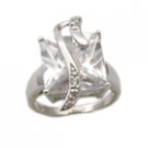 Princess Cut Swirl Clear CZ Ring #7