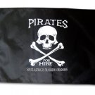 12x18 PIRATES FOR HIRE Flag! Great for Boats / Motorcycles