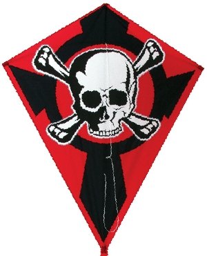 Single Line PIRATE DIAMOND KITE with SKULL and CROSSBONES DESIGN