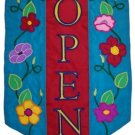 Commercial Retail Store - OPEN - Banner Sign with Flowers 12x18