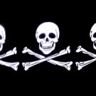 3 Skulls Pirate Boat / Motercycle Flag 3x5
