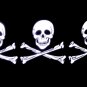 3 Skulls Pirate Boat / Motercycle Flag 3x5