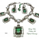 Larry Vrba Necklace Earrings Set Vintage Emerald Diamond
