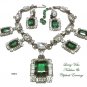 Larry Vrba Necklace Earrings Set Vintage Emerald Diamond