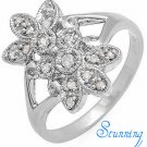 Floral Diamond Studded White Gold Ring