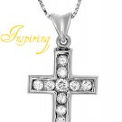 Wonderful Cross Necklace With Genuine Diamonds in 14K White Gold