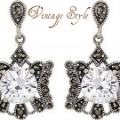 Beautifully Designed Elegant Earrings With 11.60ctw Marcasites and Cubic zirconia