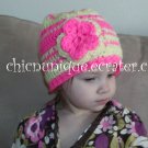 Boutique Crochet Pink & Yellow Cap With Double Flower *Any Size Available*
