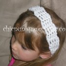 Crochet *White* Headband *compatible for clips* Fits 16"-22"