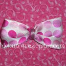 Adorable Pink Circles Polka Dot Satin Bow on an alligator clip