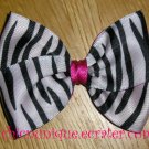 New! Hot Pink & Zebra Print Hair Bow on Clip of Your Choice