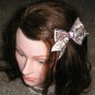New! Satin Boutique Antique Sephia Brown Toile & Pink & White Polka Dot Hair Bow
