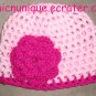 Brand New Couture Baby Pink & Hot Pink Crochet Hat With Flower *Any Size Available*