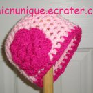 Brand New Couture Baby Pink & Hot Pink Crochet Hat With Flower *Any Size Available*