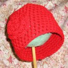 CHRISTMAS RED Baby Crochet Flower Photo Hat Beanie *Any Size Available*