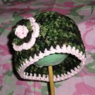 PINK ◘ GREEN CAMO◘ Crochet Flower Photo Hat Beanie *Any Size*