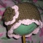 New Brown & Pink Sundae Hat With Double Flower *Any Size*