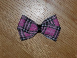 New! Boutique Pink & Black Plaid 3" Hair Bow