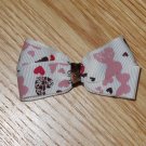 New! Butterflies & Hearts Mauve & Brown Toned 2.5" Hair Bow