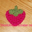 New! Handmade Crochet Boutique Hot Pink Strawberry Hair Clip