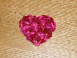 Multi-Colored Red & Pink (Mauve) toned Valentine Crochet Heart Hair Clip