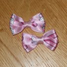 Adorable Pink Hello Kitty Satin Hair Bows Set of 2