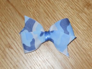 Precious Baby Blue Camo Camoflauge Pinwheel Hair Bow