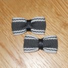 Mini Black & White Striped Hair Bows on Snap Clip