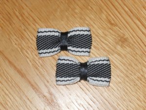 Mini Black & White Striped Hair Bows on Snap Clip