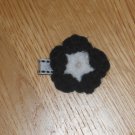 Mini Crochet Flower Hair Clip *Black & White* 1.75"