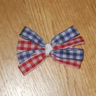 Red, White, & Blue Gingham Checkered 4th of July Hair Bow