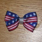Mini Satin American Flag 4th of July Hair Bow Clip